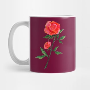 Red Rose Watercolor Wine Red Mug